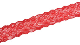 Wąska czerwona koronka elastyczna 0,5mb