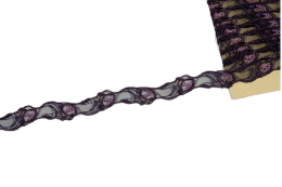 Czarna tasiemka ozdobna, koronka haftowana 1,1mb