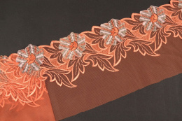 Elastyczny haft, pomarańczowa miękka koronka 0,5mb