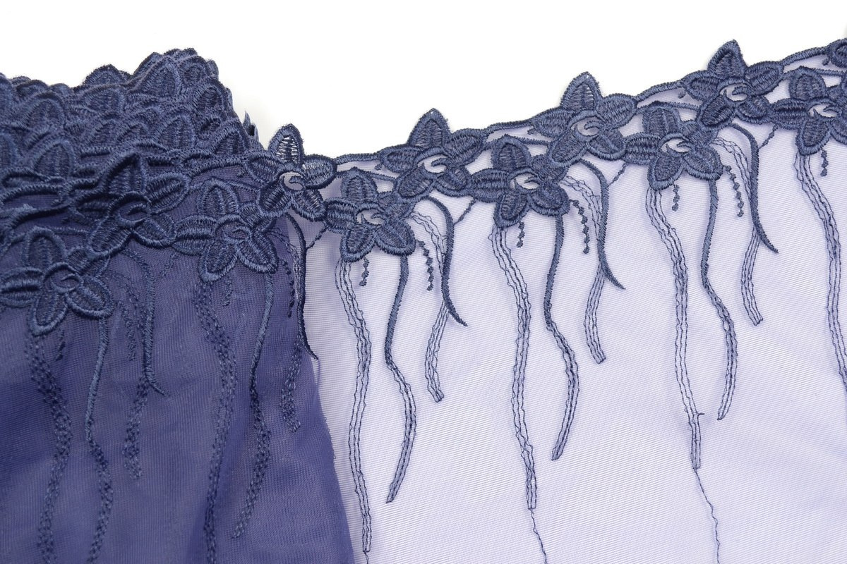 Navy blue Embroidered lace