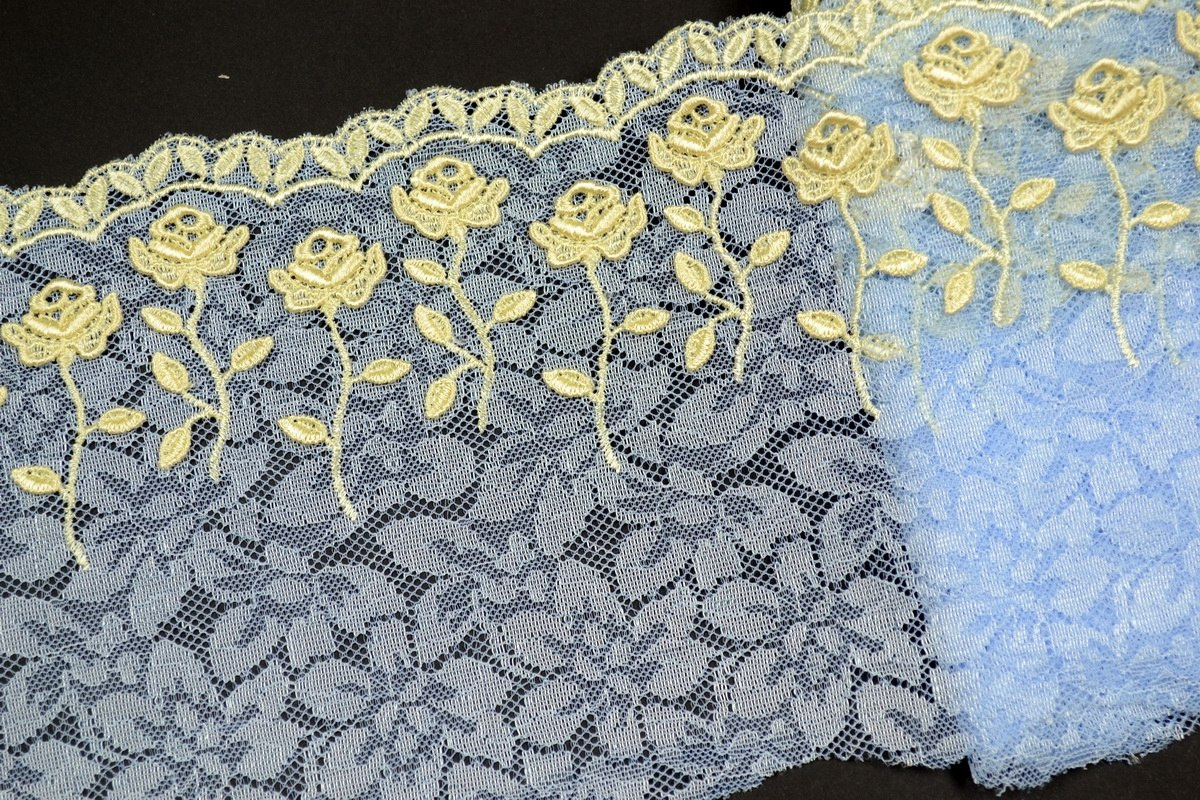 Embroidered lace azure colour