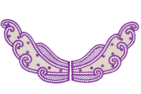 Embroidered applique on tulle