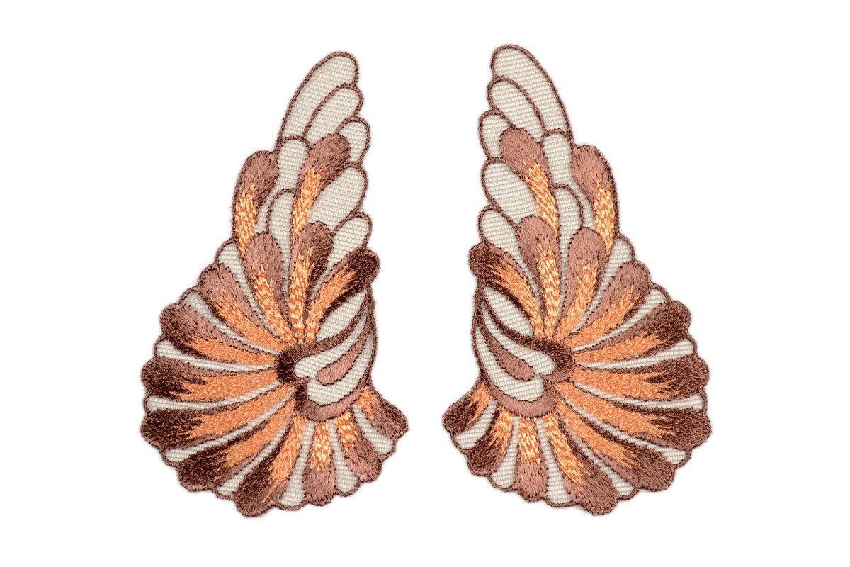 Brown Embroidered applique 2pairs