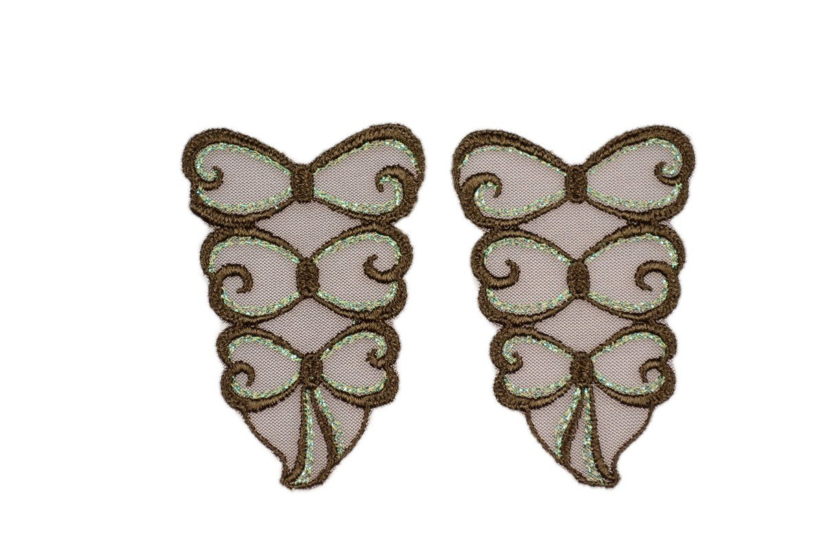 Brown Embroidered appliques 2pairs