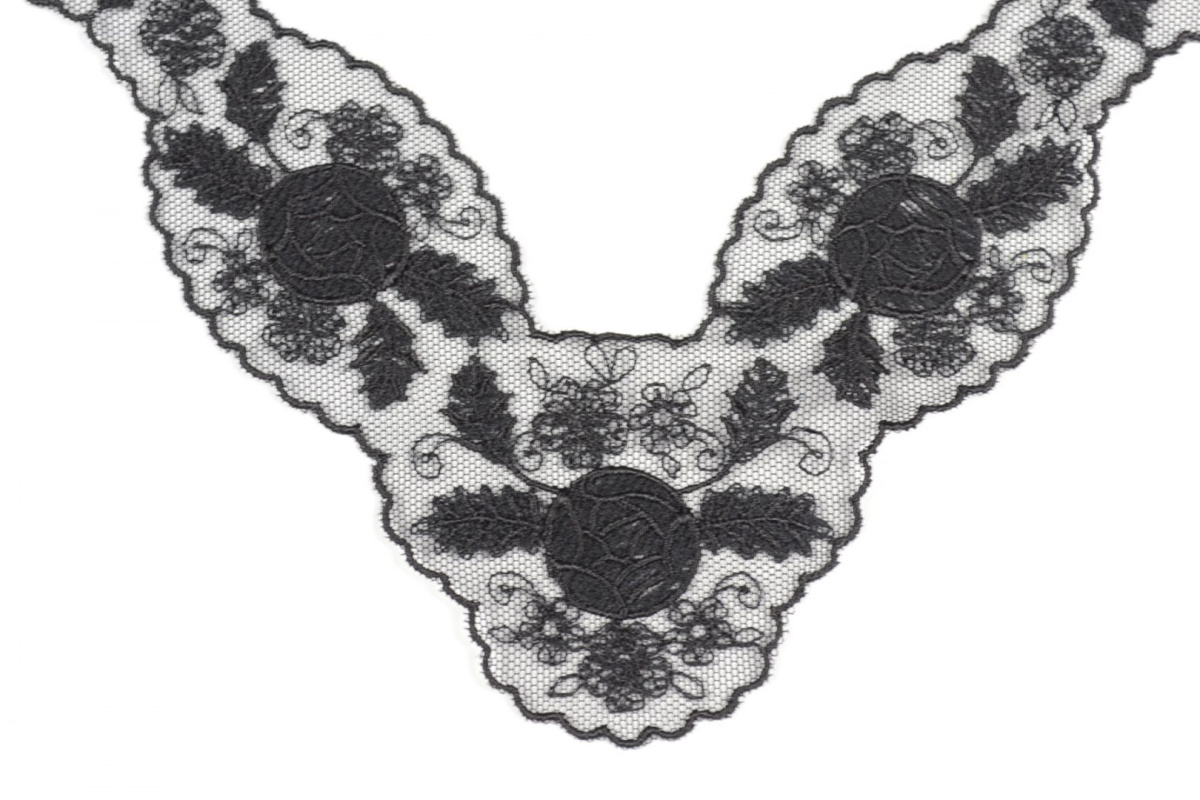 Black Embroidered applique on tulle
