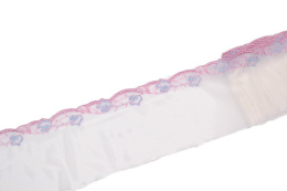 Elastyczny haft biało- różowy 0,5mb