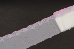 Elastyczny haft biało- różowy 0,5mb