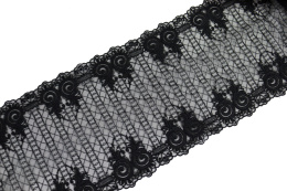 Czarny elastyczna haft, miękki tiul 0,5mb