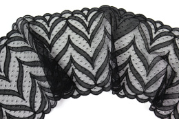 Czarny haft, stabilny tiul, wypukły wzór 0,5mb