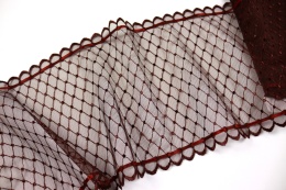 Brązowy haft na tiulu, koronki do szycia, koronka z tasiemką 0,5mb