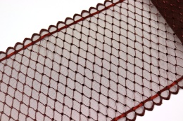 Brązowy haft na tiulu, koronki do szycia, koronka z tasiemką 0,5mb