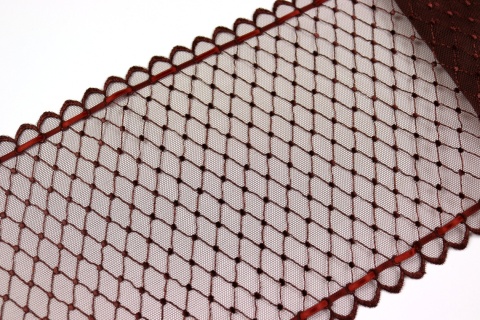 Brązowy haft na tiulu, koronki do szycia, koronka z tasiemką 0,5mb