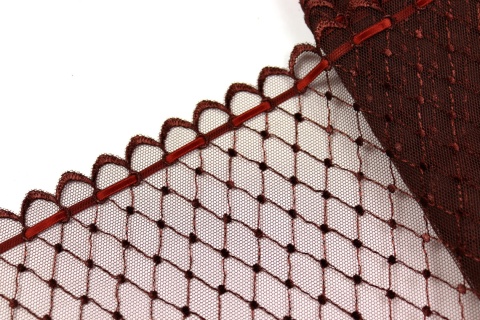 Brązowy haft na tiulu, koronki do szycia, koronka z tasiemką 0,5mb