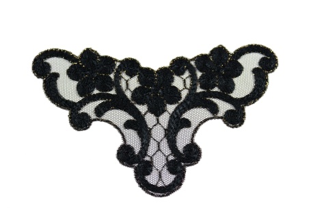 Black patches, sew-on appliqués, gold thread 1 pc.