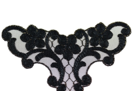 Black patches, sew-on appliqués, gold thread 1 pc.