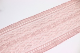 Delikatna koronka elastyczna kolor pudrowy róż, miękka, do szycia 0,5mb