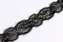 Luksusowa czarna koronka elastyczna francuska, miękka, z włoskami 0,5mb