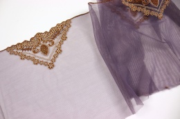 Weiche, elastische Stickerei, Spitze auf Tüll, Goldmuster 0,6m