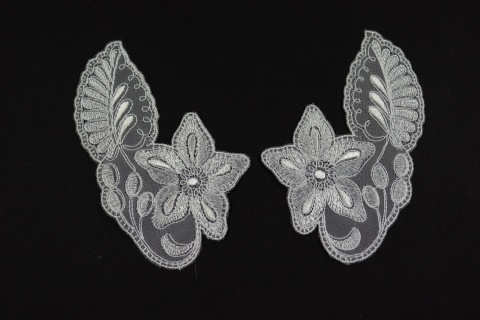 Pearl applications on tulle - elegant patches 1 pair