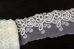 Elastyczna koronka na tiulu, wypukły wzór 0,5mb