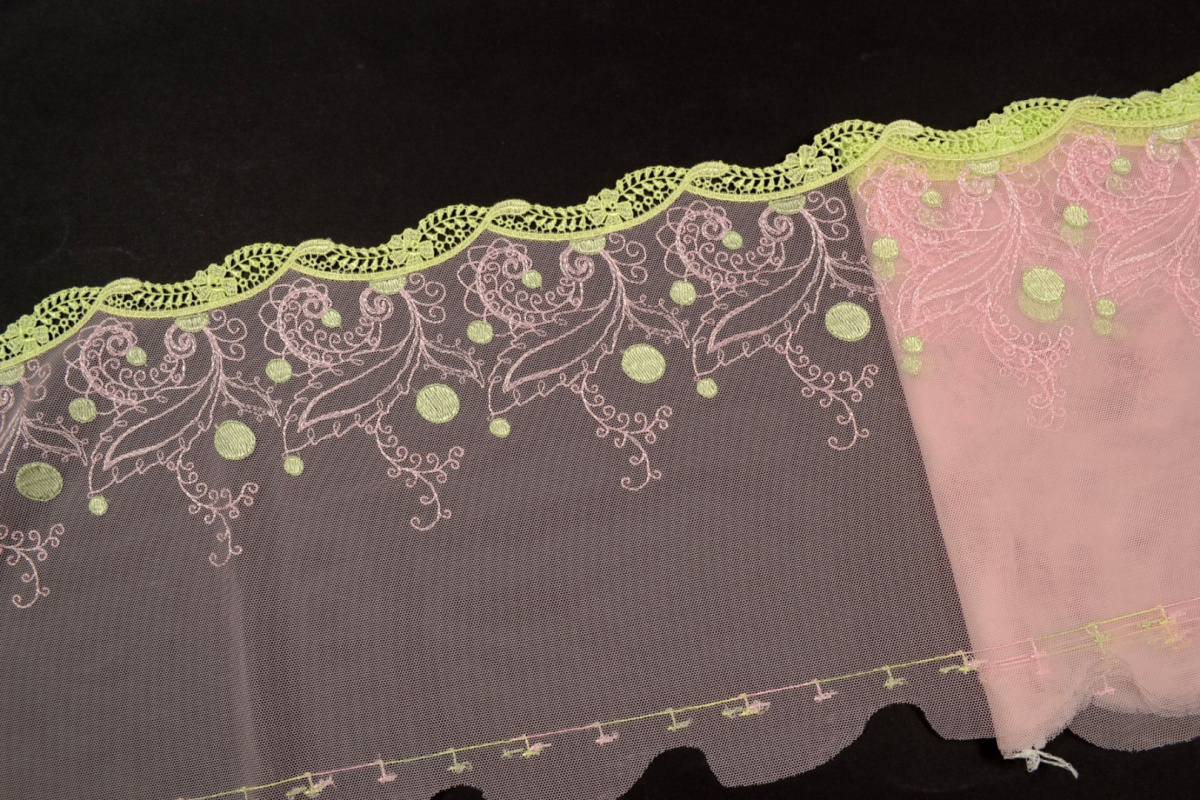 Embroidered lace in pink colour