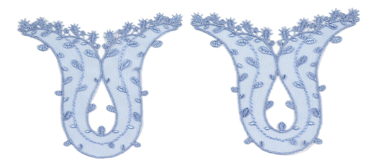 Embroidered appliques in blue colour 3pcs.