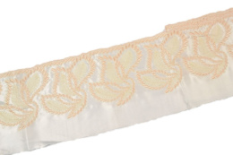 Embroidered lace on sateen
