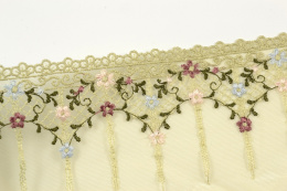 Stabilny wiosenny haft w kwiatki zieleń 0,5mb