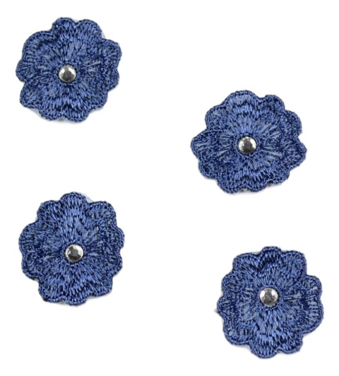 Ciemnoniebieskie kwiatuszki z kryształkami