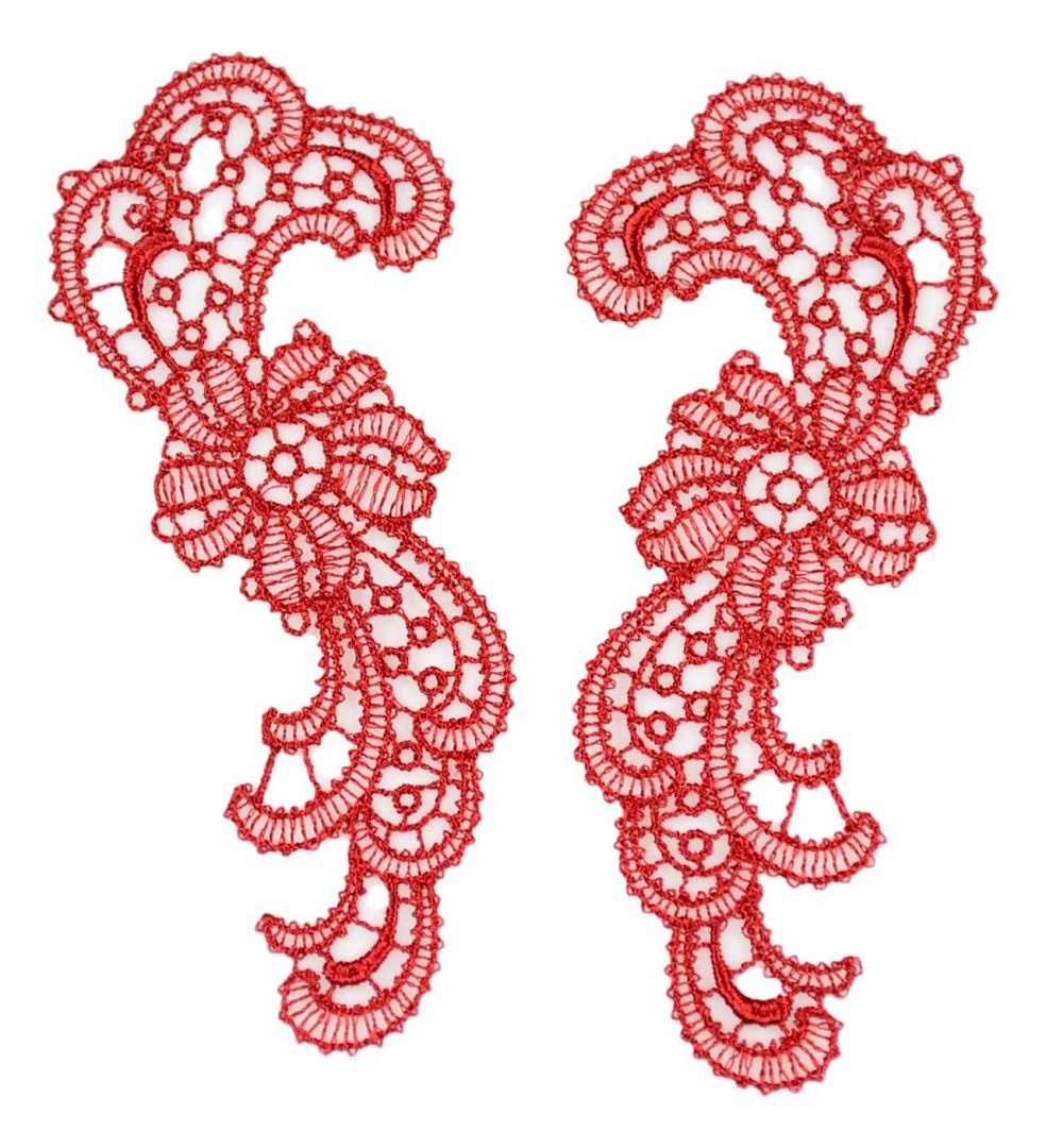 Red Guipure appliques pairs