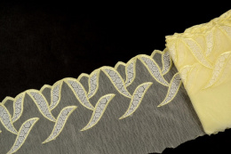 Żółta koronka na tiulu, elastyczny miękki tiul 0,5mb