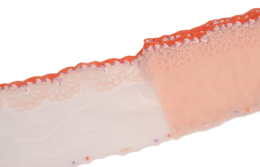 Elastyczny haft pudrowy róż, mocno elastyczny tiul 0,5mb