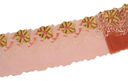 Elastyczny haft w kwiaty, miękki tiul 0,5mb