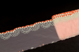 Elastyczny jasnoróżowy haft, miękka różowa koronka 0,5mb