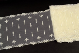 Elastyczny kremowy haft, śmietankowa koronka 0,5mb
