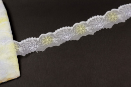 Elastyczny haft biało żółty 1mb