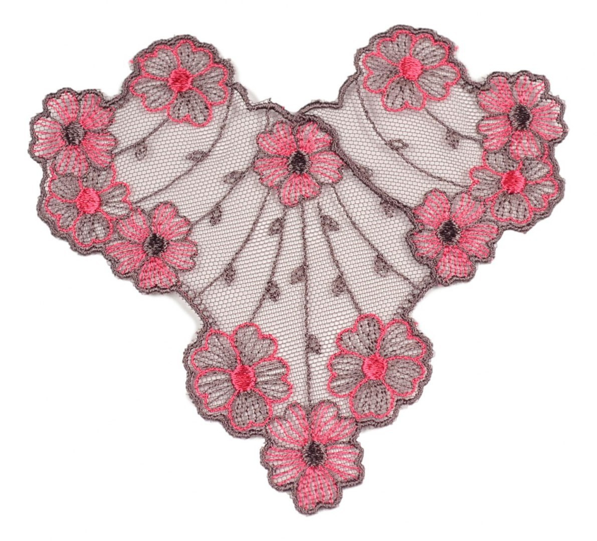 Embroidered appliques on tulle 2pcs.