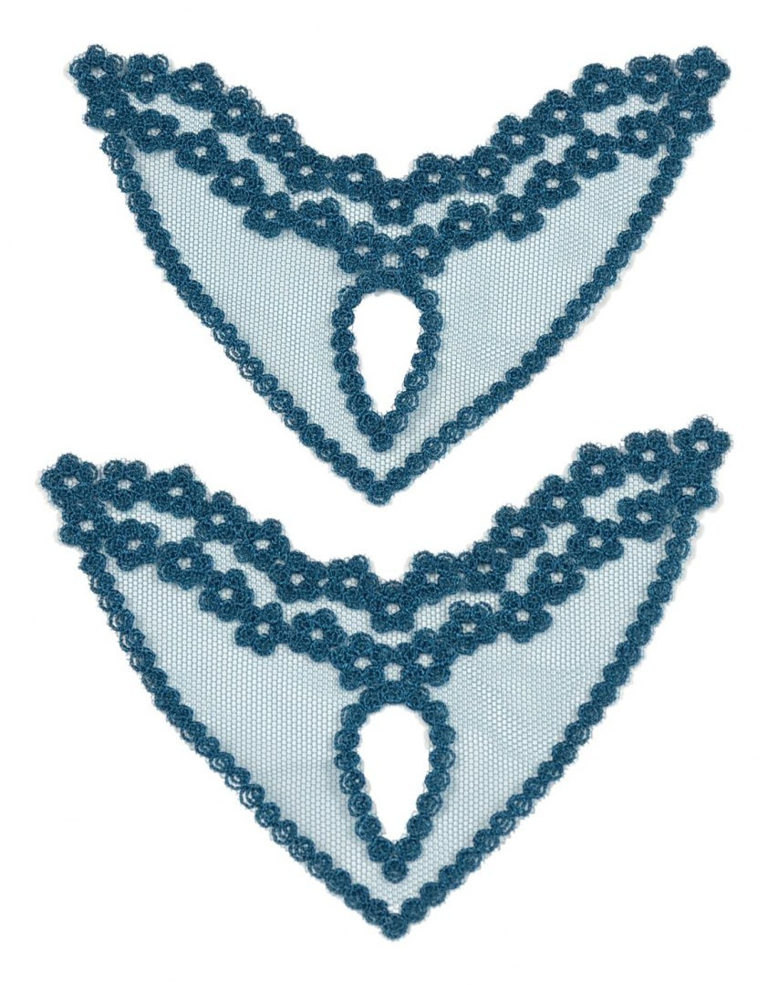 Embroidered appliques on tulle 2pcs.