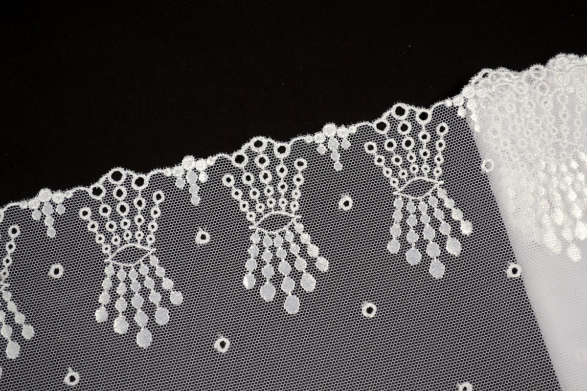 White Embroidered lace on tulle