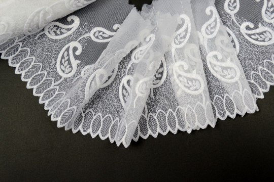 White Embroidered lace on tulle