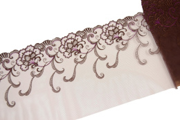 Stabilny brązowy haft, koronka w kwiaty 0,5mb