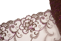 Stabilny brązowy haft, koronka w kwiaty 0,5mb
