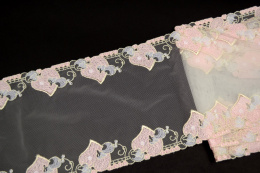 Stabilny haft w serca, urocza koronka w pastelowe serca 0,5mb