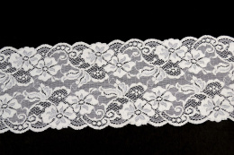 Elastyczna koronka w kwiaty mleczna biel 0,5mb