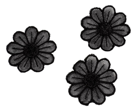 Black Embroidered appliques 3pcs.