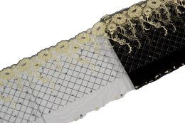 Elastyczny haft na tiulu, koronka w kwiaty 0,5mb