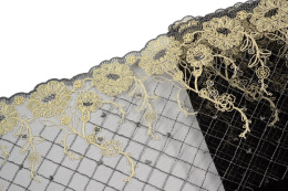 Elastyczny haft na tiulu, koronka w kwiaty 0,5mb