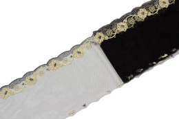 Elastyczny haft w kwiatki, mkiękki rozciągliwy tiul 0,5mb