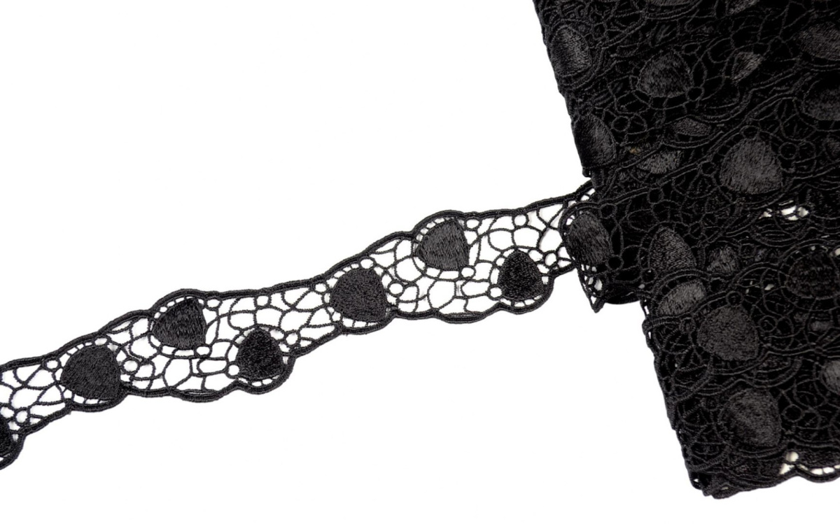 Black guipure lace trim