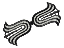 Czarne aplikacje, naszywki haftowane na tiulu 2szt.